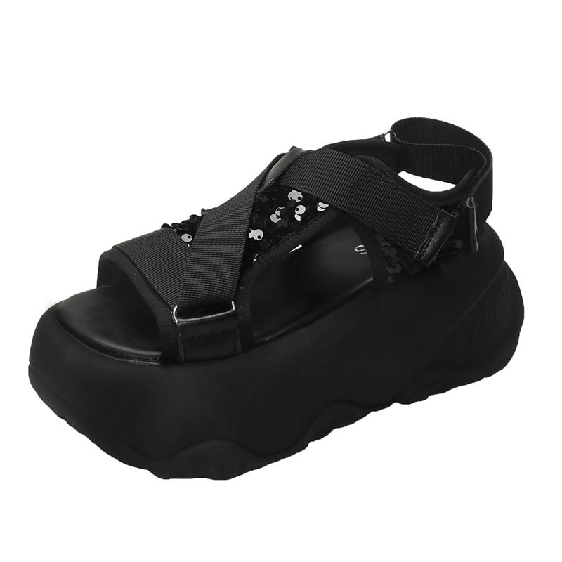 Fashion Women's Cross Strap Sandals Luxury Fashion Ladies High Platform Casual Beach Slippers Summer 8CM Heels Thick Bottom Sandalias