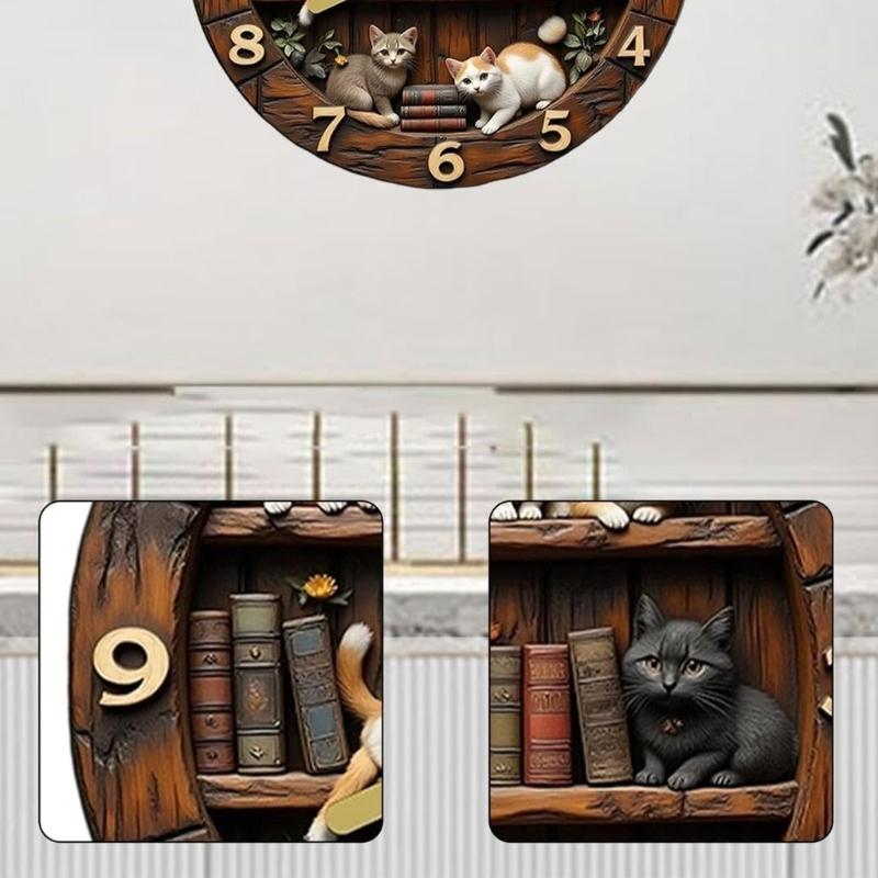 Entzückende katzenförmige Wanduhr im Retro-Design Präzises Quarzwerk Künstlerische Regal-Uhr Perfekt für das Schlafzimmer