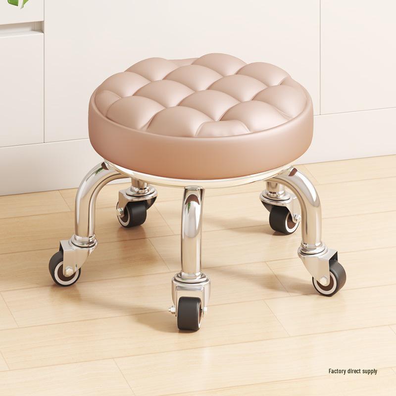 Silent Household Low Stool on Wheels - Multipurpose for Shoe Changing, Baby Moving, and Floor Cleaning