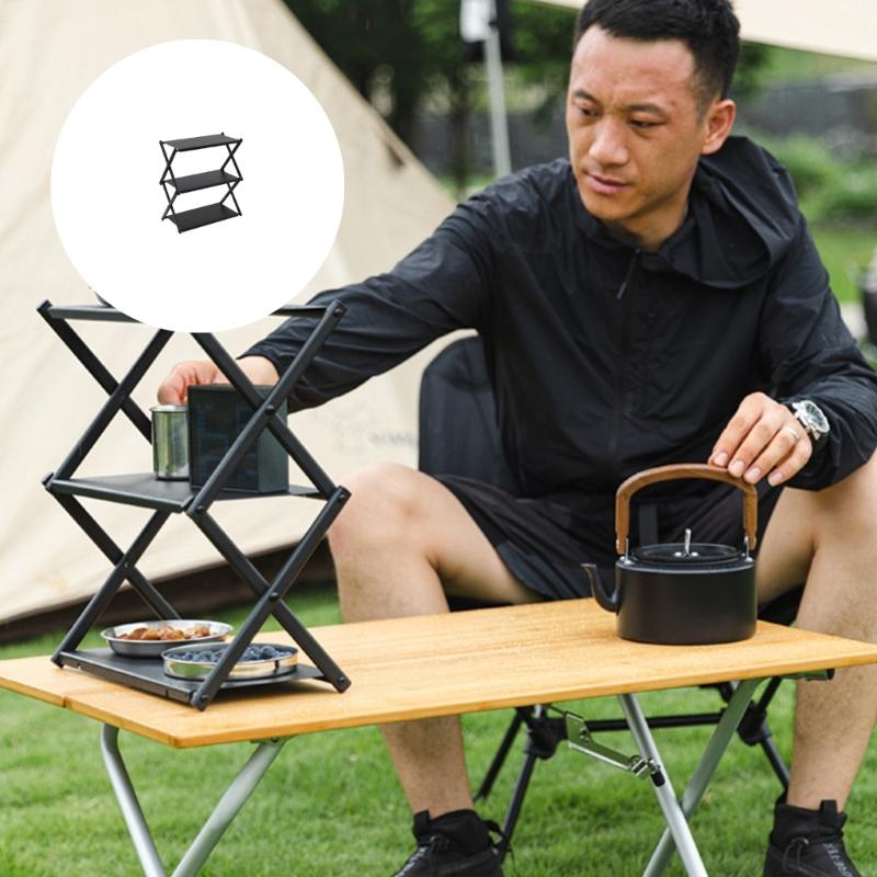 Heavy Type Folding Camp Shelf Portables Storage Solution For Backyards BBQ Hiking Tent Gear Organizers