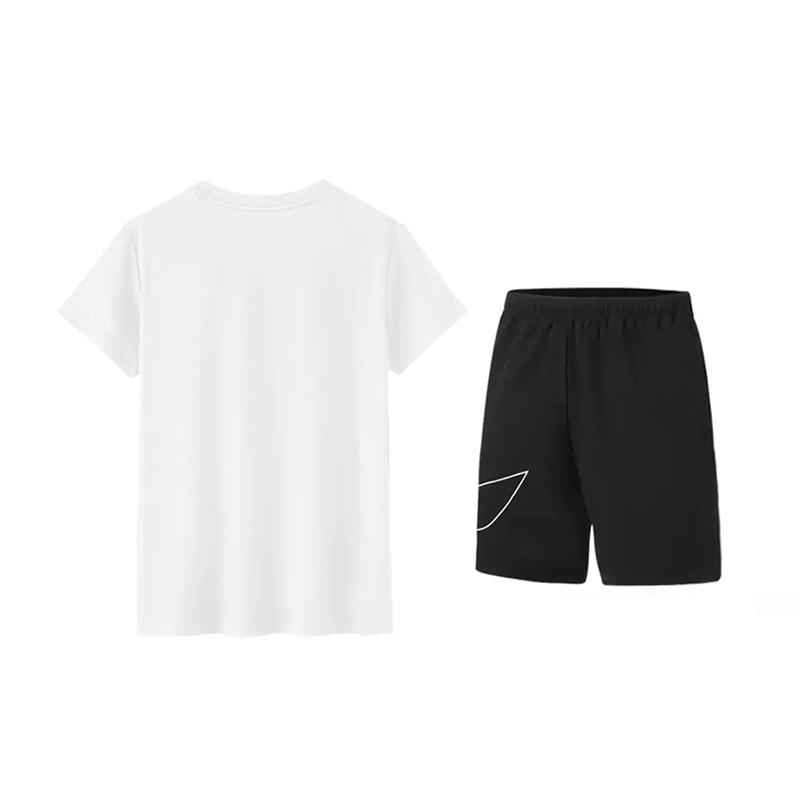 Li-Ning Versatile Loose Fit Solid Color Short Sleeve T-Shirt With Large Logo And High Waist Five-Point Shorts Casual Sports Set ATSV597-1+YKSV117-1