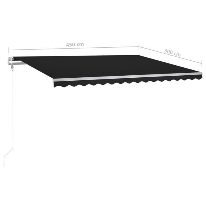 VidaXL Manual Retractable Awning with LED 4.5x3 M Anthracite 3069964