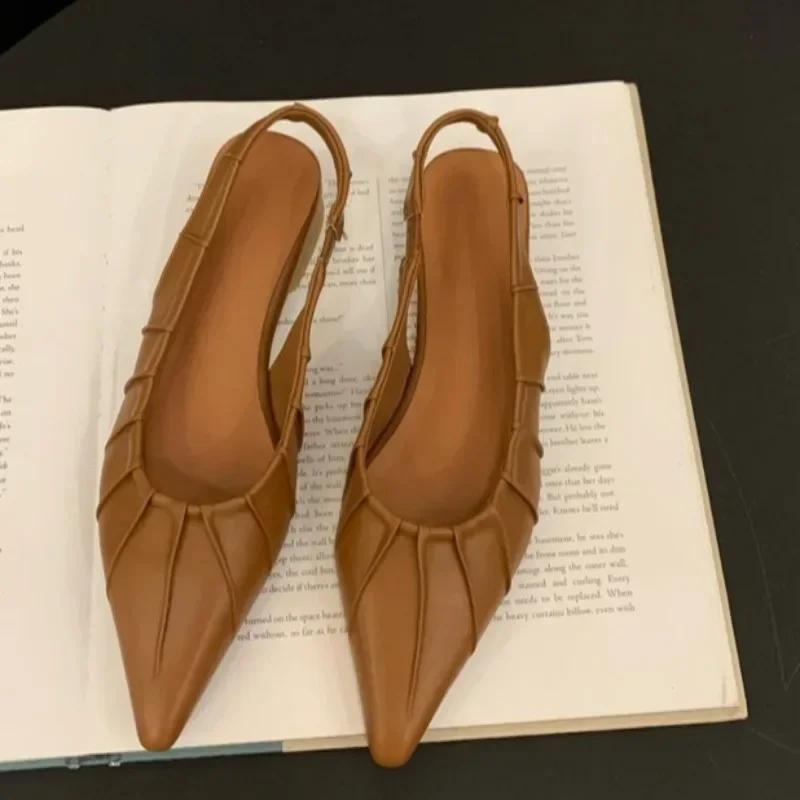 Elegantní dámské boty 2025 Horký výprodej Slingbacks Dámské sandály Módní manžeta Kancelář a kariéra Nové Plus size Špička Mělké lodičky