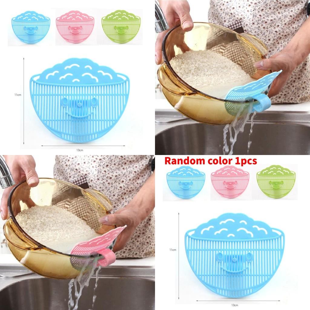 Kreativer Smile Clip On Reiswäscher mit Wasserablauf für Obst, Gemüse und Getreidefilterung