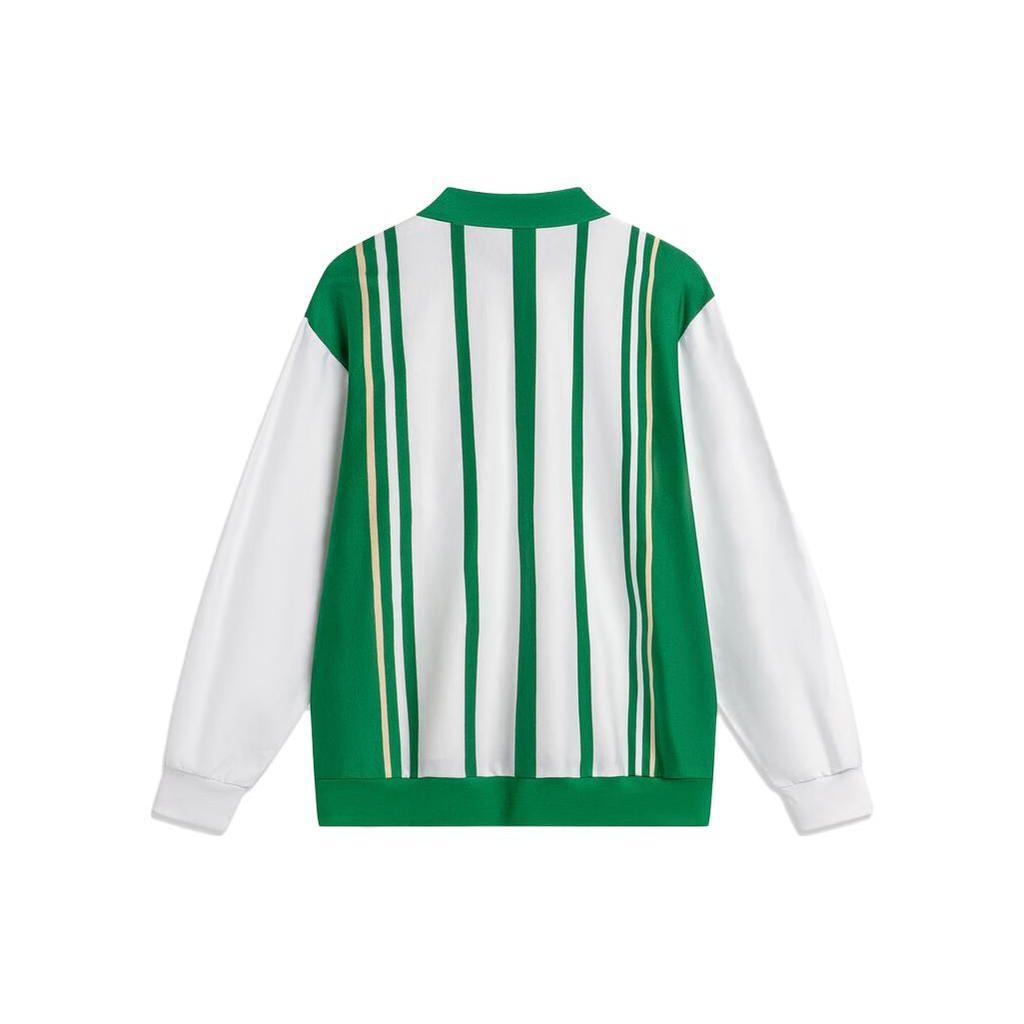 Li-Ning Comfortable Washable Wrinkle-Resistant Long Sleeve Polo Shirt Men Tops Green White Almond APLT741-1