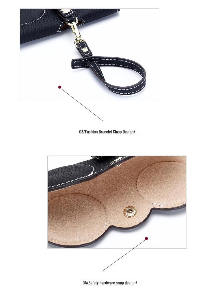 Women's Genuine Leather Sunglasses Case - Cute, Portable, New Ins Style Storage Bag