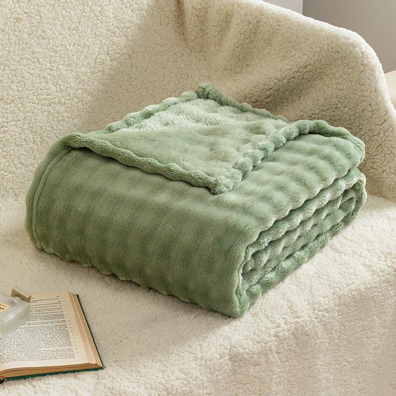 

Sage Green Bubble Fleece Blanket for Couch, Super Soft Cozy Cute Throw Blanket for Women, Christmas Gift Fuzzy Flannel Blanket 70x100cm