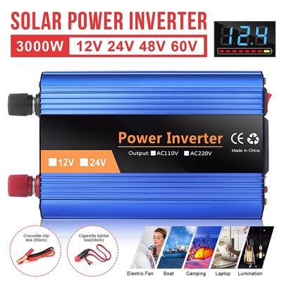 Inwerter 3000W Inwerter Samochodowy Inwerter Mocy Modyfikowana Fala Sinusoidalna Transformator Napięcia Konwerter Ładowarka Solarny Inwerter Wyświetlacz LCD 12V 220V