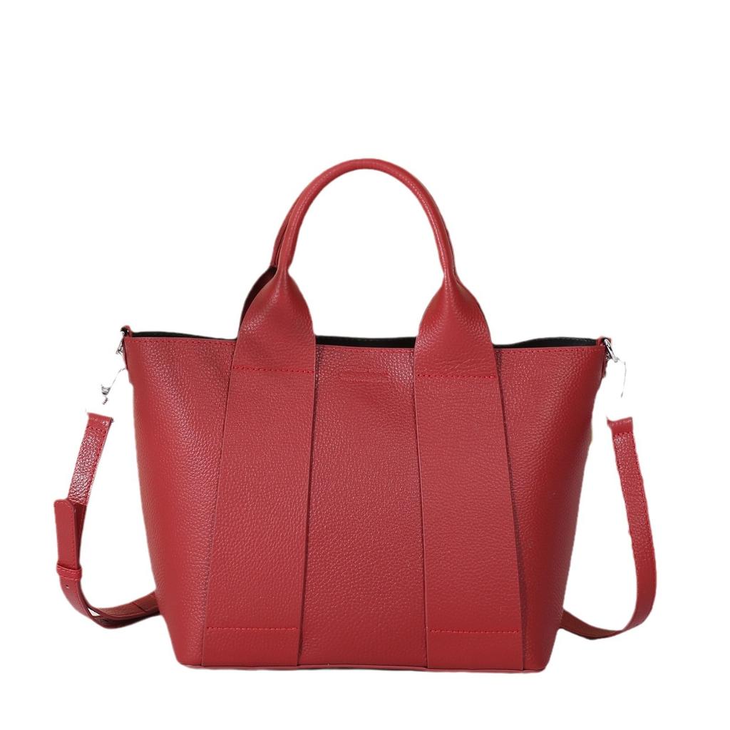 Cowhide Niche Popular Fashion Single Shoulder Crossbody Practical Version Soft Leather Vegetable Basket Commuter Shopping Bag