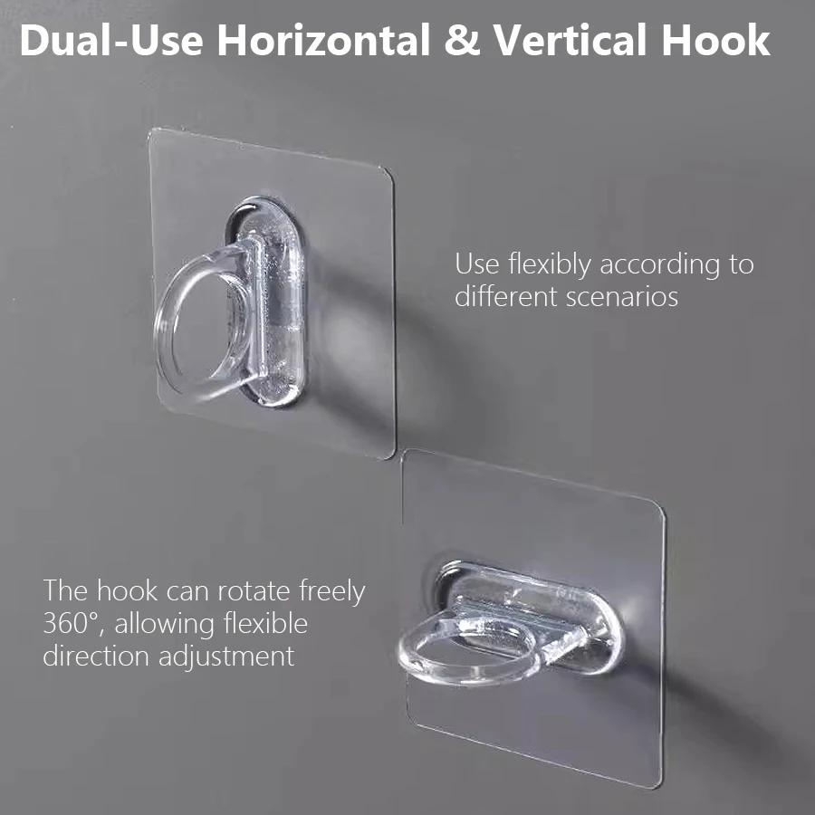 4Pcs Self Adhesive Ring Hooks, Wall Mount Bottle Holders, Punch-Free Hanging Hooks for Pump Spray Bottles, Keys and Curtain Rods