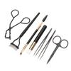 7pcs Eyelash Eyebrow Makeup Grooming Tool Eyebrow Brush Eyelash Curler Scissors Tweezers Set Black