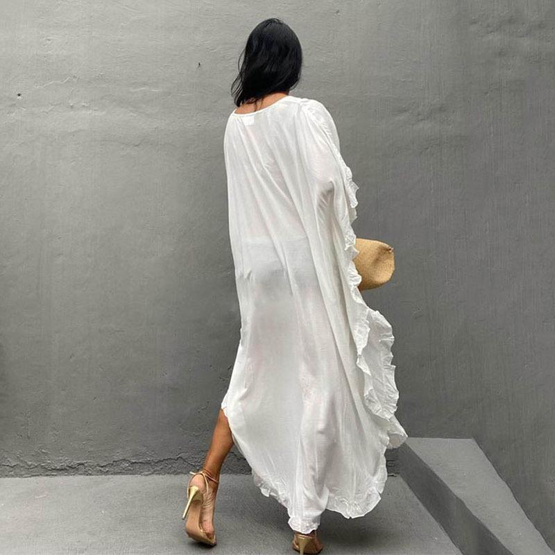 Cotton Long Robe Beach Cover-up Loose Dress Sun Shirt Bikini Cover-up