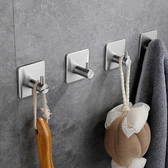 Bohrerfreie Klebe-Kleider- und Huthaken aus Edelstahl für Badezimmer und Tür