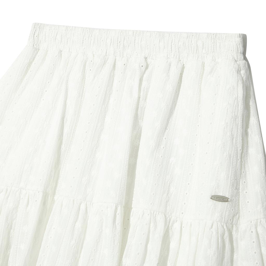 Intercrew Women'S Embroidered Eyelet Tiered Skirt White Ita2Sl52Awh