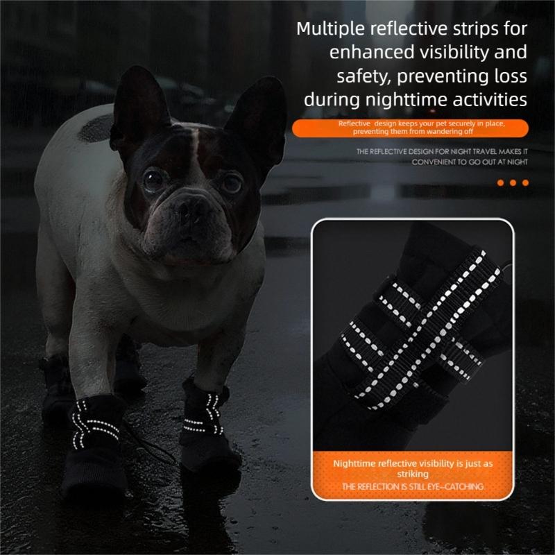 4PCS Dog Boot Water Resistant Antiskid Paws Protecting Comfortable For Big Dogs Various Weather Walking Hiking