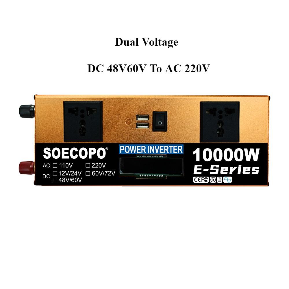 

Инвертор мощности 10000 Вт 12 В/24 В/48 В/60 В/60 В72 В 220 В для работы холодильника/стиральной машины с 2 розетками переменного тока для солнечной системы, мастерских