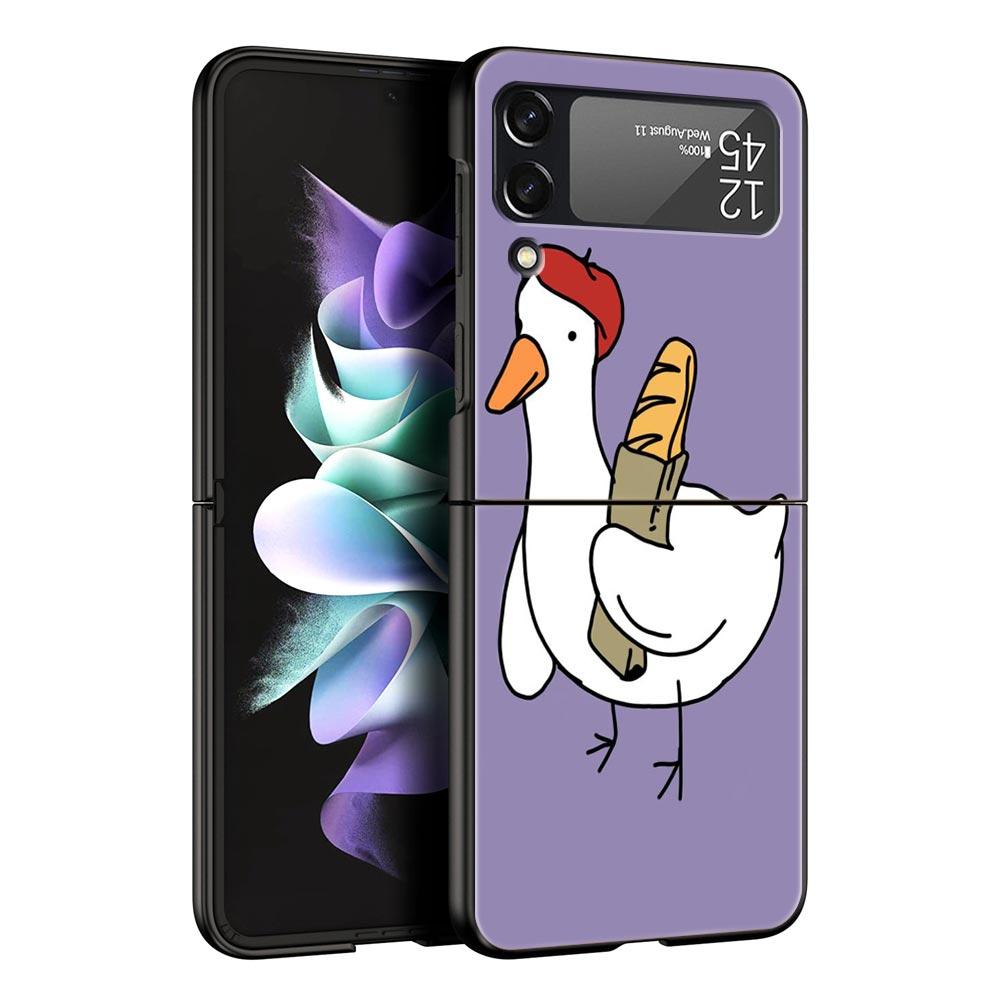 

Hard PC Phone Case For Samsung Galaxy Z Flip 7 6 5 4 Black Cover For Galaxy Z Flip 3 Foldable Shockproof Cute Goose Duck Game Z Flip 4