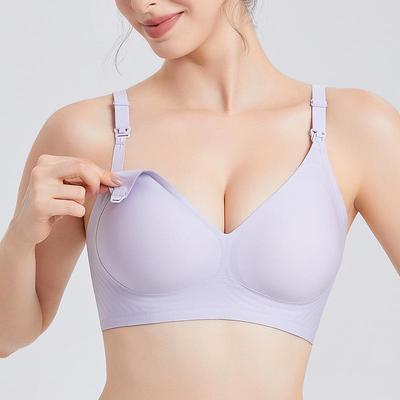 Wireless Seamless Nursing Bra with Fixed Pads - Anti-Sag, Front Button, Thin for Pregnant & Nursing Mothers
