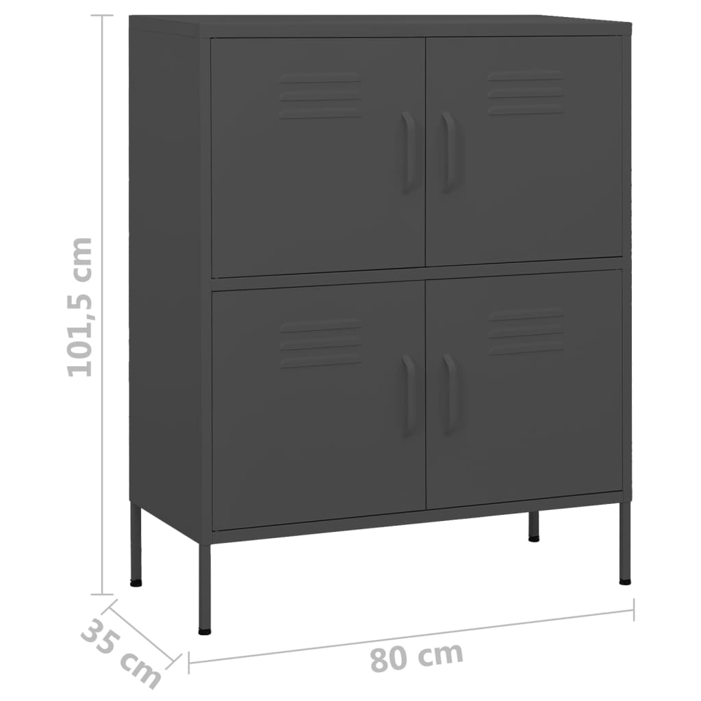 Storage Cabinet Anthracite 80 x 35 x 101.5 cm Steel