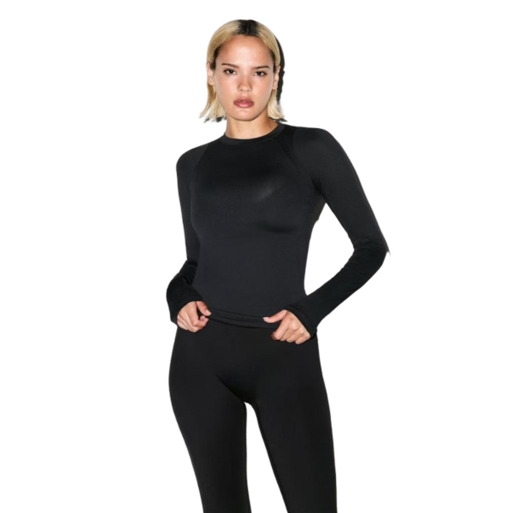 Nike x SKIMS Women's Weightless Layers Mock Neck Long Sleeve Top Obsidian