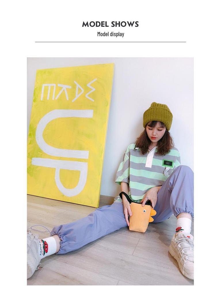 Three-Color Patchwork Women's Canvas Phone and Coin Clutch - Cute, Funny, Handheld Bag for Summer 2021