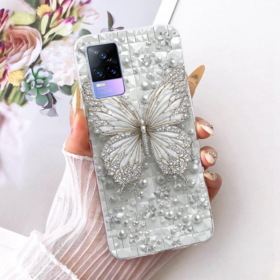 For Vivo V21E V 21 E V2061 V2055 Case Soft Silicone TPU Protective Butterfly Phone Case For VivoY73 2021 V21 E 4G 5G Cover Coque