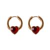 Copper Trendy Geometric Plated Gold Earrings With High Color Retention Red Glass Gemstone