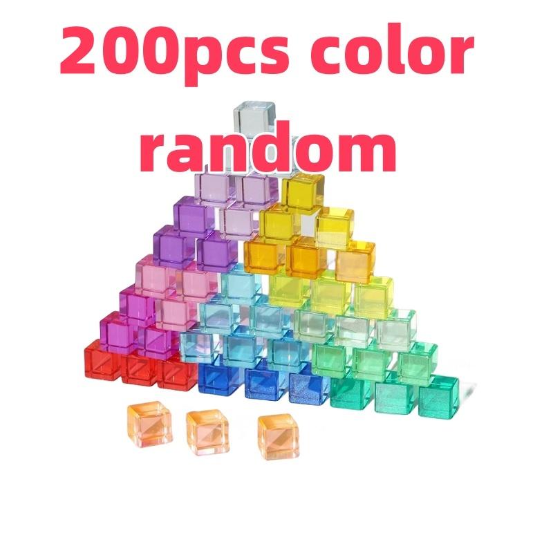 16MM High Transparent Tainbow Crystal Acrylic Cube Stacked Gem Blocks For Children To Learn Colorful Light Building Blocks