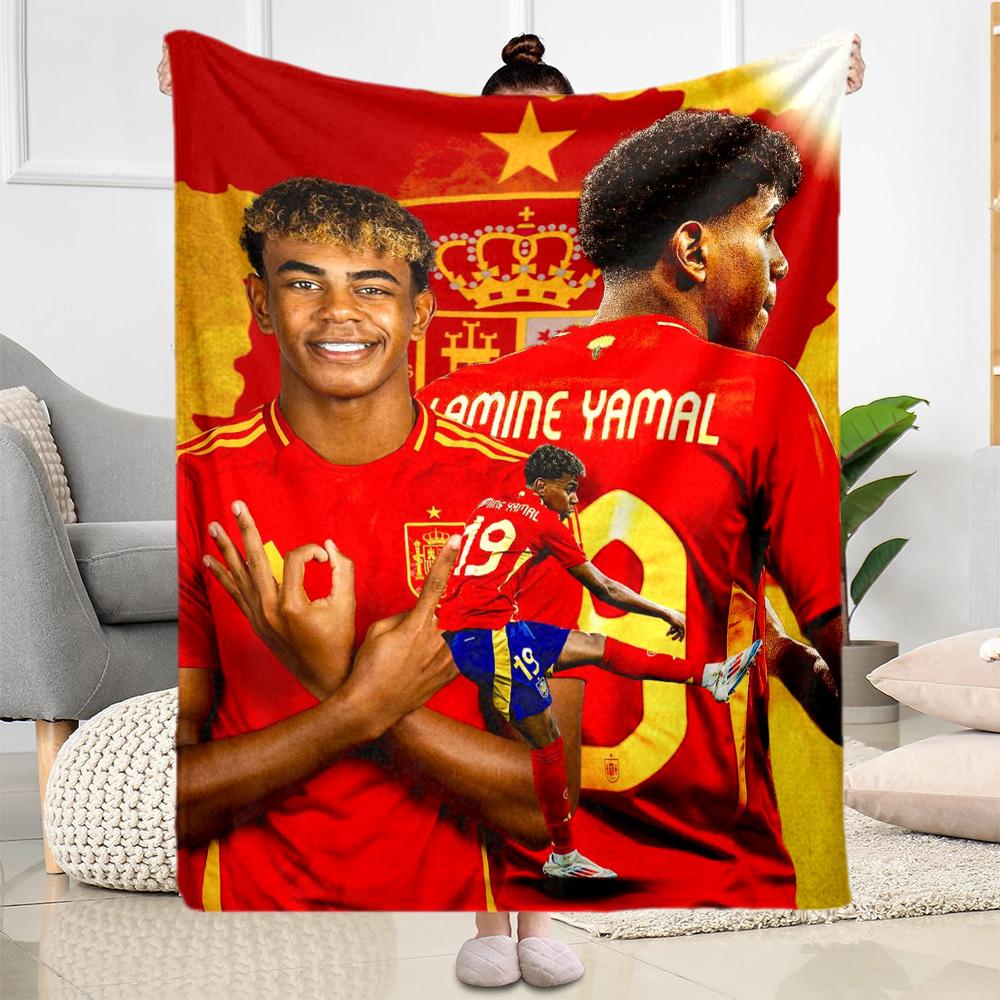 Lamine Yamal's Barcelona Player Action Blanket Durable Comfort Great for Livingroom Bed Chair for All Seasons Modern Birthday Christmas Gift Blanket
