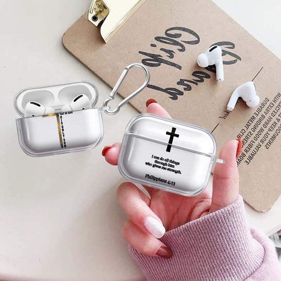 Clear Earphone Cases Cover Case For Airpods Pro3 3 Pro 1 Pro2 2 4 Praying Peace On Cross