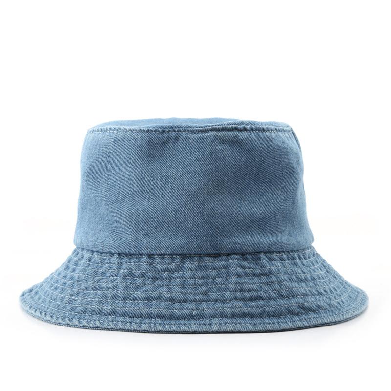 Denim Bucket Hat for Men Women Washed Cotton Fisherman Cap Unisex Retro Summer Sun Hat