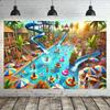 1 Piece, Summer Swimming Pool Amusement Park Hawaiian Pool Party Backdrop Fabric, Background Decoration, Room, Garden