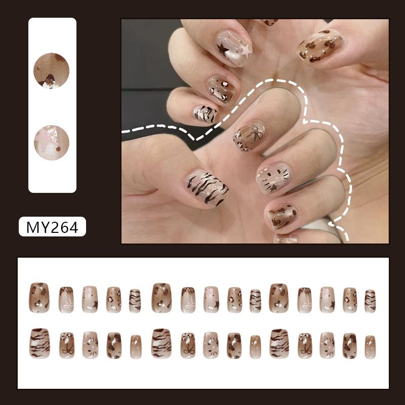 Cartoon sweet powder star leopard print gradual change cat eye sweet cool girl European and American ins wind removable wearing armor 30 pieces