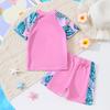 Girls' Summer Flamingo & Coconut Print Two-Piece Swimsuit Set