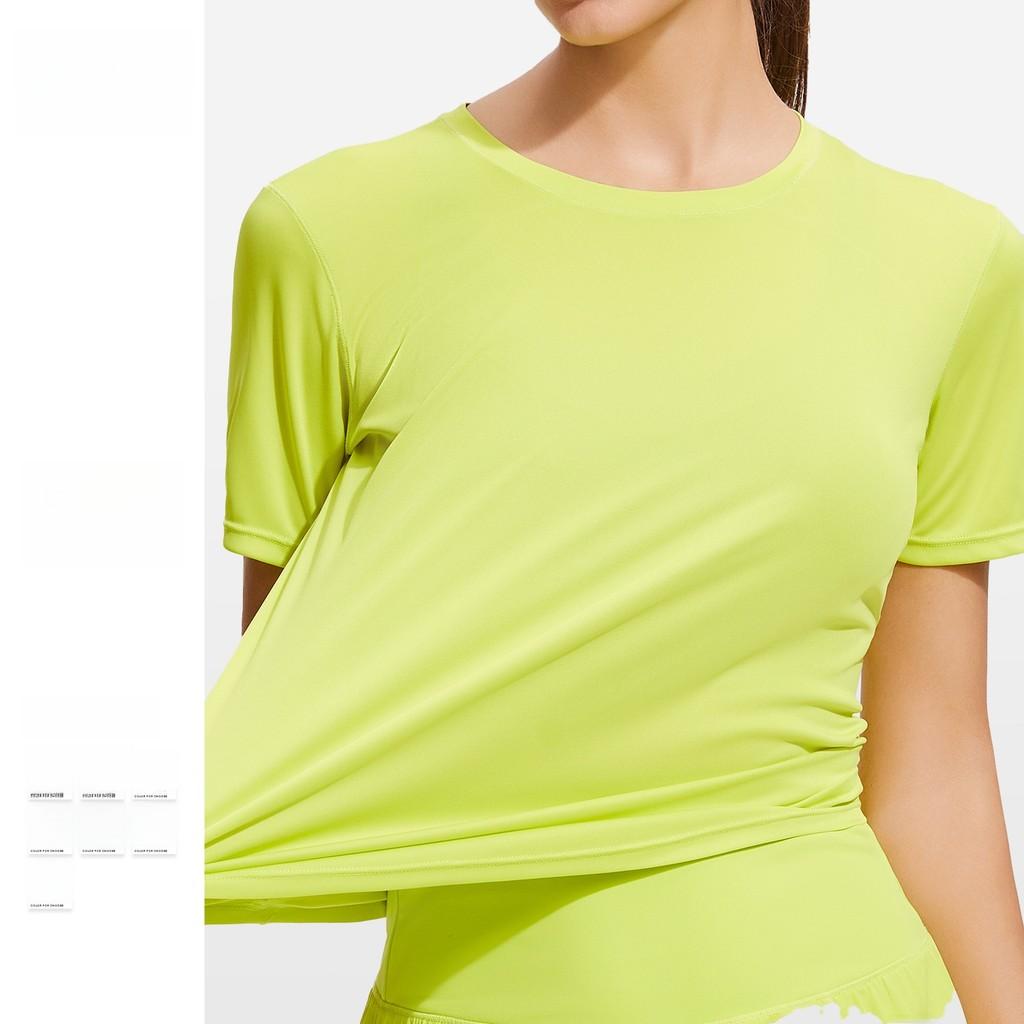 Athletic Breathable Polyester Short Sleeve Tshirt For Running And Yoga For Women