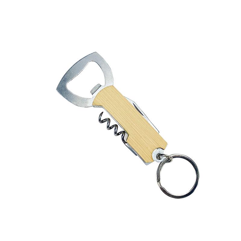 Edelstahl-Flaschenöffner mit Holzgriff - Multifunktionales 3-in-1-Werkzeug für Wein, Bier und Dosen.