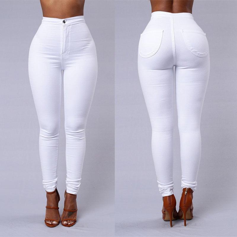 Women's High-Waist Black Pencil Leggings - Stretch Jeans Style, Plus Size, 9-Point Length