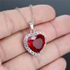 Rainbow Cubic Zirconia Heart Pendant Necklace Heart Stone Silver Clavicle Chain For Women Anniversary Jewelry