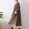 Spring Retro Japanese Style  Embroidery Cotton and Linen  Flower Loose Long-sleeved Dress Midi Dress