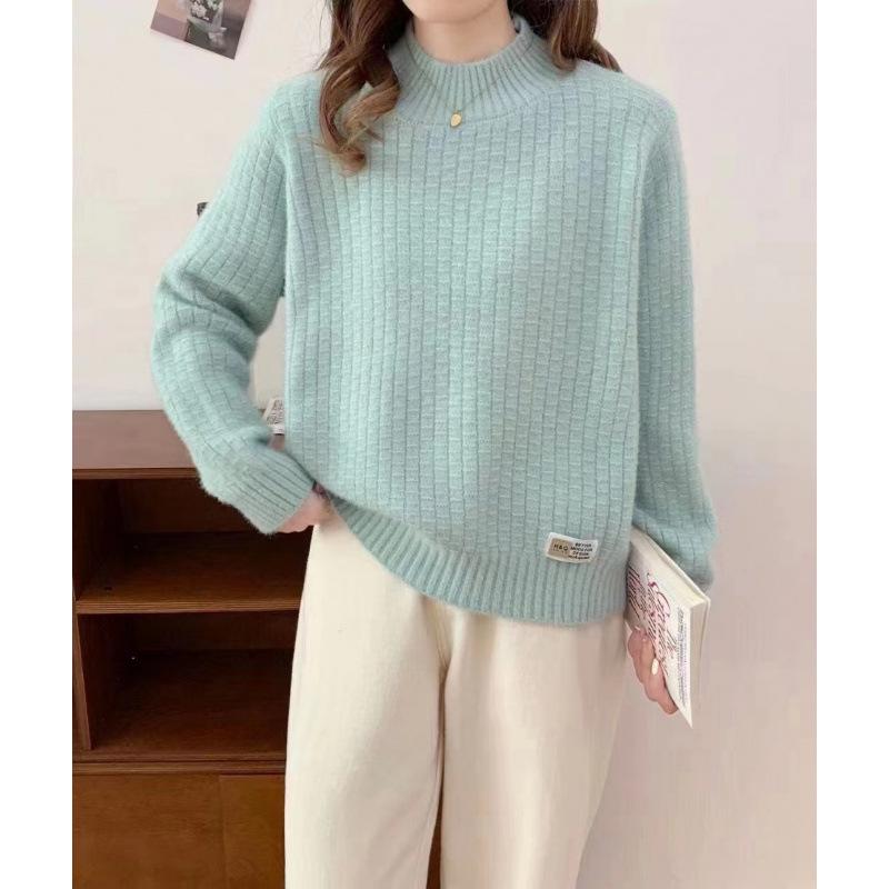 2026 Chic High Neck Faux Mink Velvet Sweater: Soft, Loose Fit for Autumn/Winter
