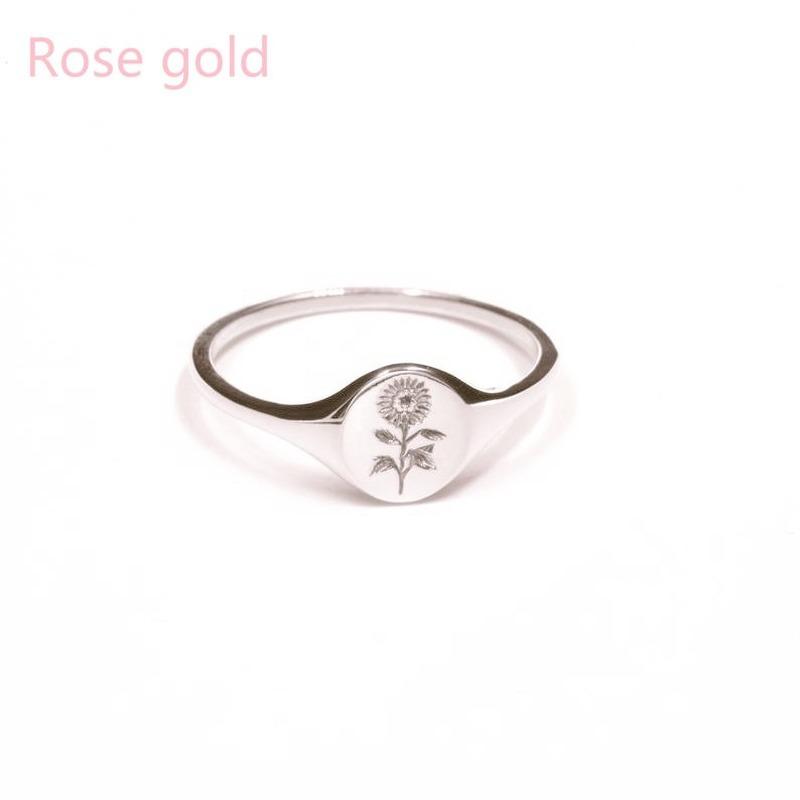 Exquisite Gold Color Carving Flower Ring Simple Fashion Gold Color Metal Sunflower Ring Party Engagement Jewelry Gift