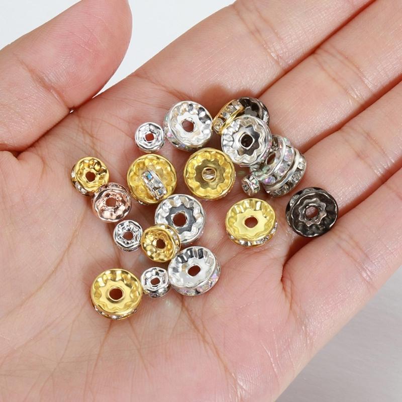 8mm Rhinestones Spacer Beads Rondelle Loose Beads Crystal Bead Spacer for Bracelets and Necklaces In Jewelry Crafts