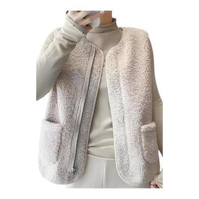 [emptio] Room Wear with Pockets, Zip Vest, Open Front, Women's, Boa, Lounge Wear, Fluffy