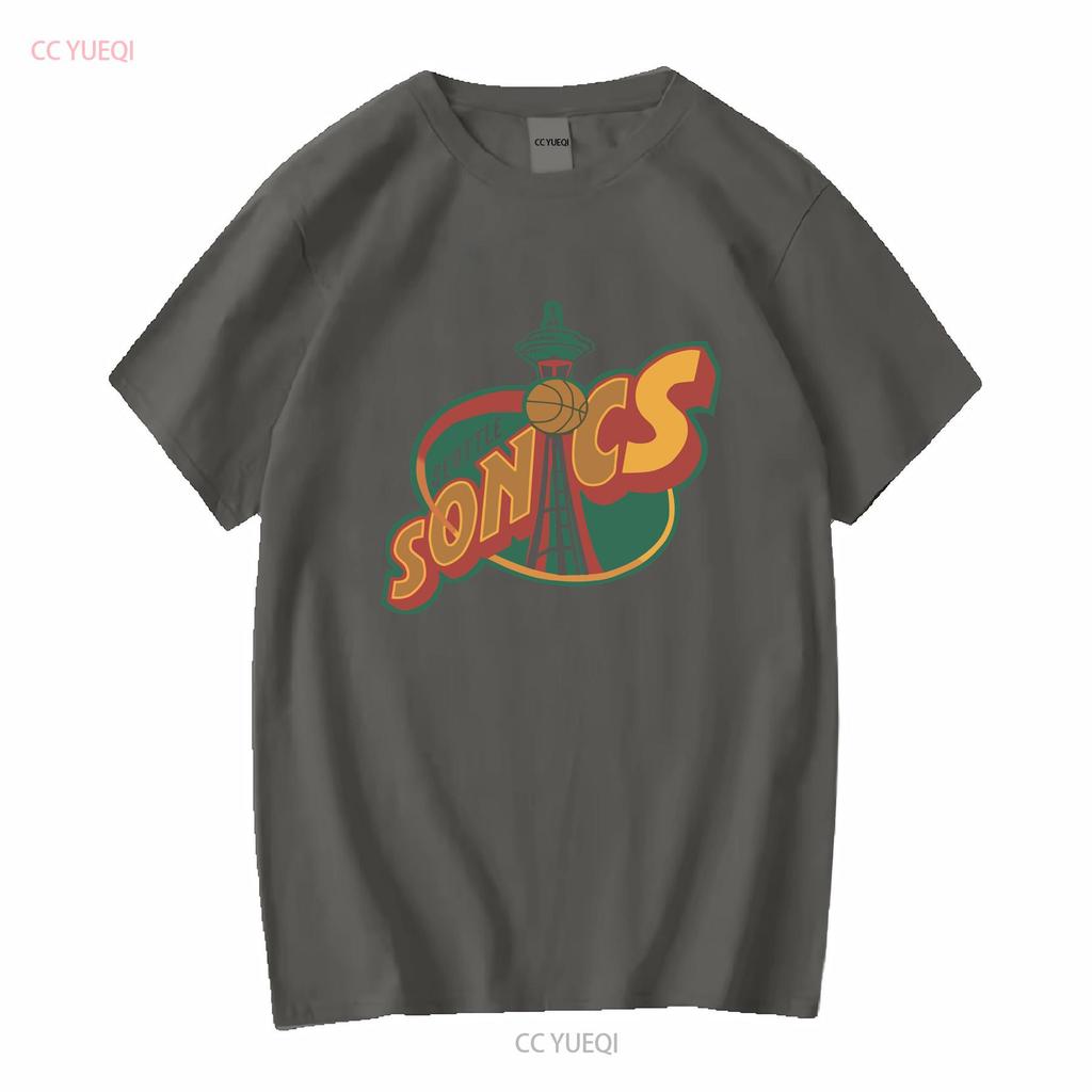 Vintage Seattle Supersonics T Shirt CP1627 Long Sleeves Vintage Washed Unisex Casual Slightly Top For Everyday Wear Streetwear
