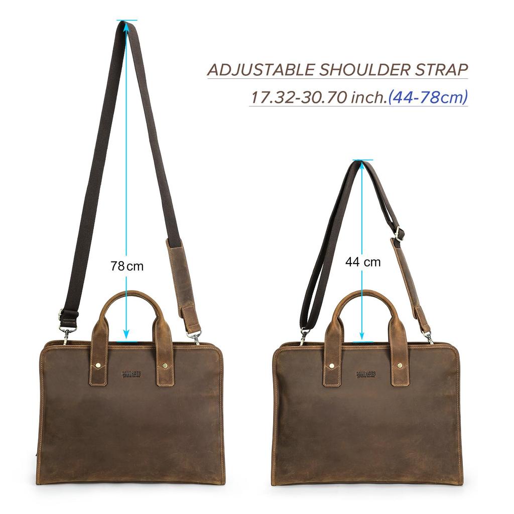 CONTACT'S Genuine Leather Business Bags for Men High Quality Briefcase Sling Shoulder Messenger Bags Tote 14 Inch Laptop Bags