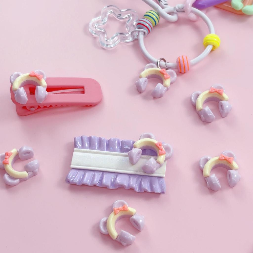 Urocze Kreskówkowe Akcesoria Żywiczne w Kształcie Słuchawek do Biżuterii DIY i Rękodzieła