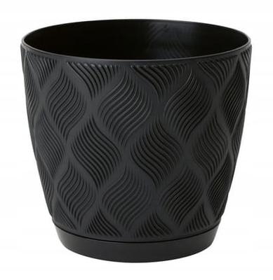 Black Flowerpot 137x148cm ECO Plastic with Flow Petite Saucer