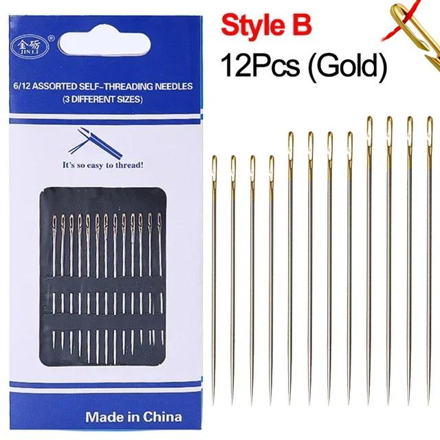 36/24/12pcs Blind Needle Elderly Needle-side Hole DIY Hand Household Stainless Steel Sewing Needless Threading Apparel Sewing