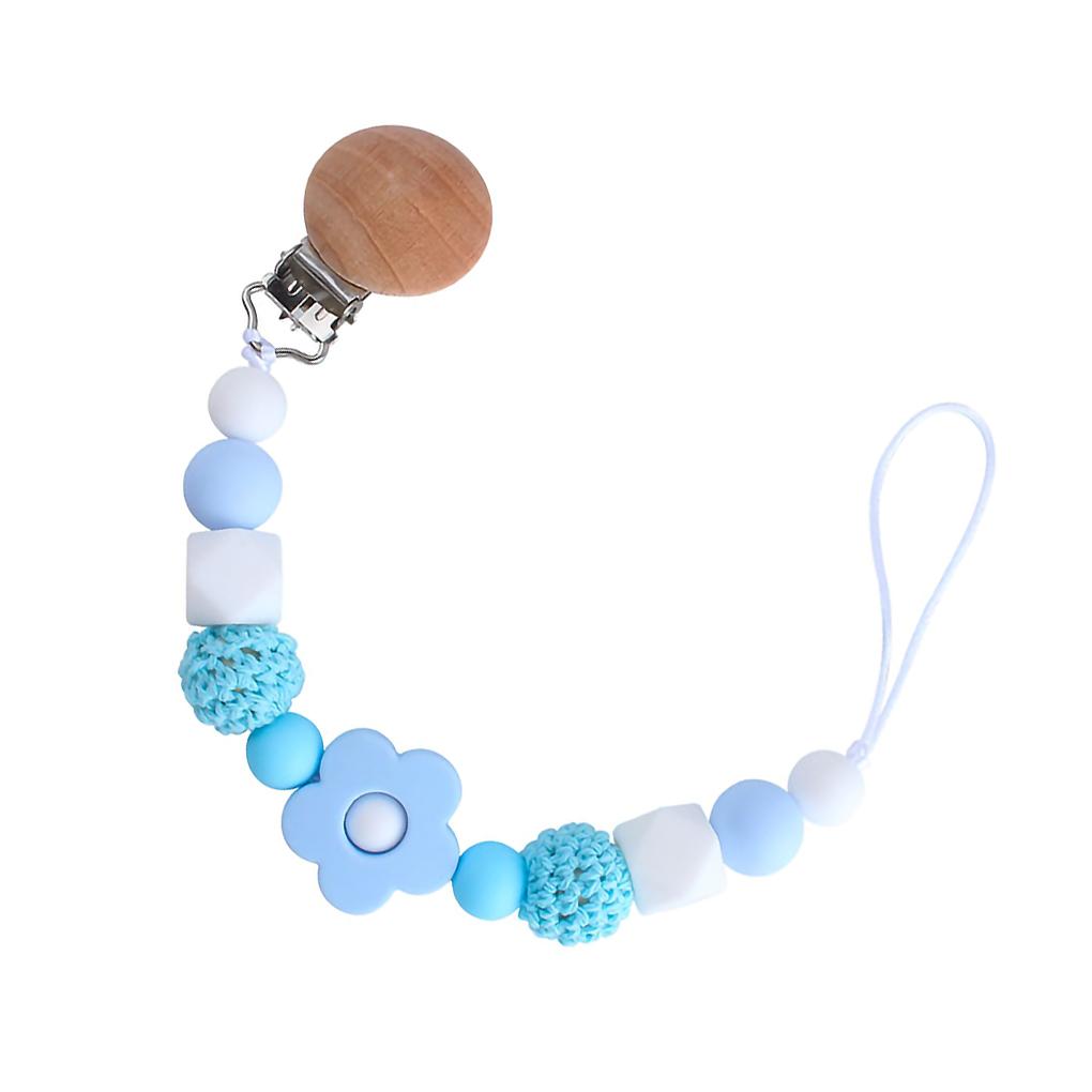 2021 New Portable Baby Chain Wood Silicone Chain Anti-drop Clip Teething Accessory