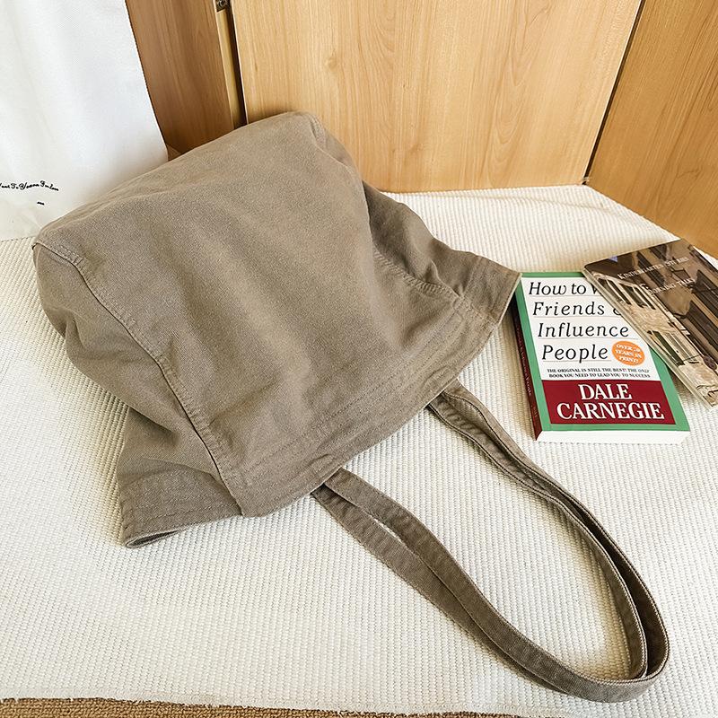Large-capacity bag women's new Japanese casual portable canvas bag versatile office worker tote bag student shoulder bag